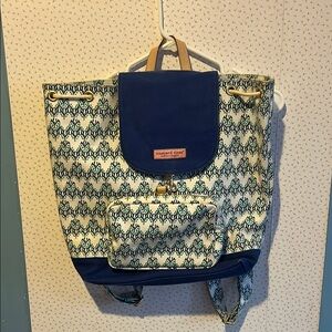 Vineyard Vines Blue and Cream Women's Canvas Backpack